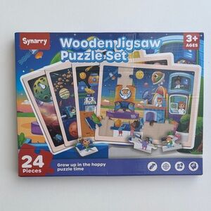 Space Adventure Wooden Puzzle Set - Colorful